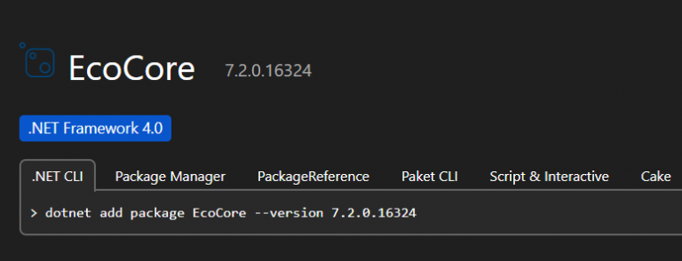 The EcoCore Package contains builds with .netStandard 2.1 and Core 3.1.