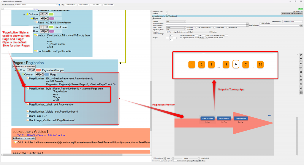 Creating Pagination using placing containers